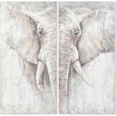 Firkantet Malerier Dkd Home Decor Elephant Colonial Maleri 120x120cm 2st