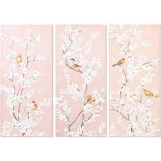 Brune Malerier Dkd Home Decor Painting Bird Oriental (40 x 3 x 90 cm) (3 Units) Maleri