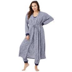 Clothing Plus Women's Marled Long Duster Robe by Dreams & Co. in Evening Marled (Size 26/28)