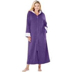 Plus size robes for women Plus Women's Sherpa-lined long hooded robe by Dreams & Co. in Plum Burst (Size 4X)
