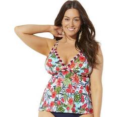 Women Tankinis Swimsuits For All Plus Women's Loop Strap Tankini Top in Honolulu Floral (Size 12)