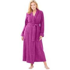 Clothing Plus Women's Long Terry Robe by Dreams & Co. in Rich Magenta (Size 2X)