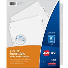 Staples Extra Wide Insertable Paper Dividers, 5-Tab, Clear (13494/11221) White