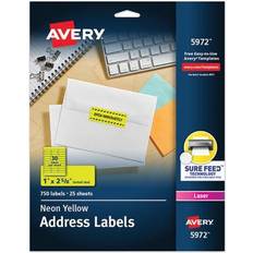 Avery 1" x 2 5/8" High-Visibility Neon Yellow ID Labels 750/Pack