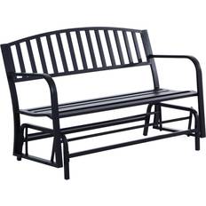 Outdoor black rocking chair OutSunny 50 Outdoor Patio Swing Glider Bench Chair Black Garden Bench