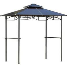 OutSunny Pavilions & Accessories OutSunny 8' x 5' Barbecue Grill Gazebo Tent, Outdoor BBQ Canopy with Side Shelves, and Double Layer PC Roof, Brown
