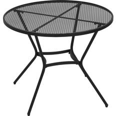 OutSunny Garden Table OutSunny Black 35 in. Round Metal Outdoor Dining Table with Mesh Tabletop