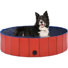 Hundebassenger Husdyr vidaXL Foldable Dog Swimming Pool Red 47.2"x11.8"