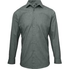 Premier Mens Poplin Cross-Dye Roll Sleeve Shirt (Indigo Denim)