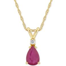 Sapphire Jewelry Macy's Accent 18" Pendant Necklace - Gold/Diamond/Sapphire