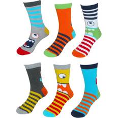 Jefferies Socks Children's Monster Face Crew Socks (6 Pair Pack) 7-8.5