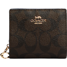 Coach Snap Wallet In Signature Canvas - Gold/Brown/Black