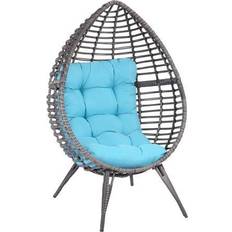 Hanging egg chair Patio Furniture OutSunny Teardrop Wicker Lounge Chair