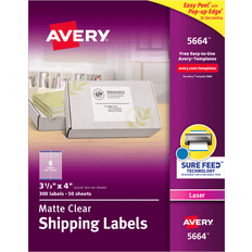 Labels Avery 5664 3 1/3" x 4" Easy Peel Matte Clear Shipping Labels 300/Box
