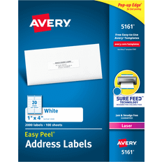 Avery 5161 Laser Address Labels, 1 x 4" White 2,000 Labels