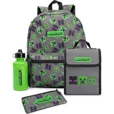 Minecraft Vesker Minecraft Lunch Bag And Backpack Set (Pack of 4) (One Size) (Grey/Green/Black)