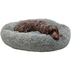 Dogs Pets FurHaven Calming Cuddler Long Fur Donut Dog Bed