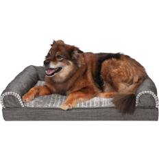 FurHaven Dogs Pets FurHaven Luxe Fur & Performance Linen Cooling Gel Top w/Removable
