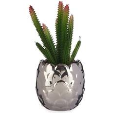 Sølv Juletrær "Dekorativ växt Silvrig Kaktus Keramik Plast (8 x 20 x 8 cm) Juletre
