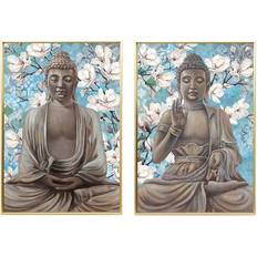 Dkd Home Decor Buddha Orientalisk (51,5 x 3,5 x 71,5 cm) (2 antal) Maleri