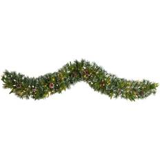 Interior Details Nearly Natural 6’ Snow Tipped Christmas Garland with 35 Lights Christmas Tree