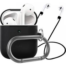 Apple airpods Headphones Apple Premium Silicone Case For AirPods w/ Carabiner & Strap for Airpods