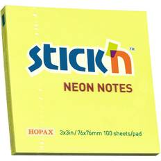 Notisblock 76x76mm Gul Neon Stick'n