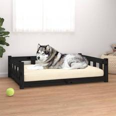 Dog Beds, Dog Blankets & Cooling Mats - Rodent Pets vidaXL Dog Bed Black 105.5x75.5x28 Solid Wood Pine