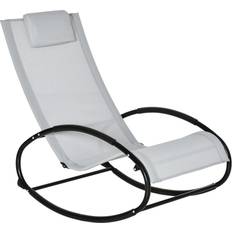 Zero gravity lounger Patio Furniture OutSunny Zero Gravity Metal Patio Outdoor Rocking Chair, Lounger with Pillow for Backyard, Living Room, and Poolside, Grey