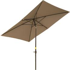 OutSunny 6.6 x 10 Rectangular Market Umbrella Patio Outdoor Table Umbrella with Crank and Push Button Tilt Coffee