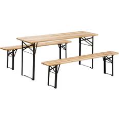 OutSunny 6 ft. Wooden Folding Picnic Outdoor Table Bench Set