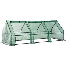 Mini Greenhouses OutSunny Portable Mini Greenhouse with Large Zipper Doors 9 L x 3 W x 3 H Waterproof UV Protected Cover Green