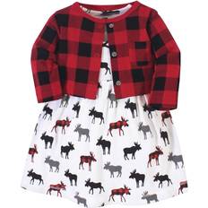 Hudson Baby's Dress and Cardigan Set - Buffalo Plaid Moose