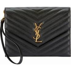 Saint Laurent YSL Monogram Flap Clutch Bag - Black