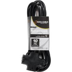 Electrical Cables American Dj Accu-Cable EC-163 10' 16/3 AWG 3-Outlets Edison AC Extension Cord
