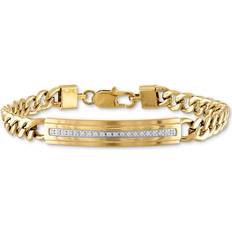 Gold Bracelets Esquire ID Plate Bracelet - Gold/Diamonds