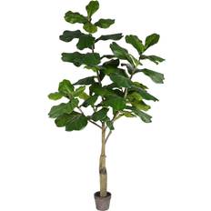 Green Christmas Trees Vickerman 6' Artificial Potted Fiddle Tree With 65 Leaves Unisex Christmas Tree