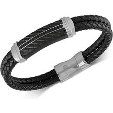 Macy's Leather Bracelet - Black/Silver/Diamonds