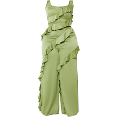 Jumpsuits & Overalls PrettyLittleThing Ruffle Front Jumpsuit Plus Size - Olive