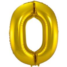Folat 0 formad nummer folieballong guld (86 cm)