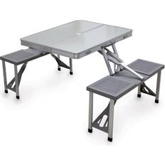 Picnic Time Camping Tables Picnic Time Aluminum Table with Seats GREY