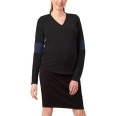 Stowaway Collection Contrast Elbow Maternity Sweater Black