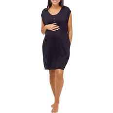 Nom Maternity Clementine Maternity/Nursing Nightgown Black