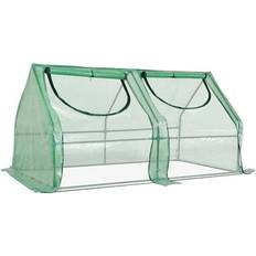 Freestanding Greenhouses OutSunny 6 x 3 x 3 Portable Greenhouse Garden Hot House with Two PE/PVC Covers Steel Frame and 2 Roll Up Windows