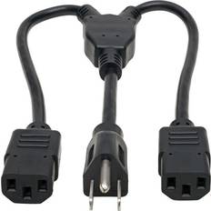 Electrical Accessories Tripp Lite P004-18N-2C13 C14 Male to C13 Female Splitter, PDU Style C14 to 2x C13, 10A, 100-250V, 18 AWG, 18 in, Black