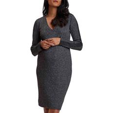 Stowaway Collection Sweater Maternity Dress Charcoal
