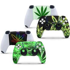 PlayStation 5 Controller Decal Stickers giZmoZ n gadgetZ PS5 2 x Controller Skins Full Wrap Vinyl Sticker - Weed