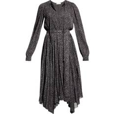Michael Kors Leopard Print Georgette Pleated Dress - Malachite Grey