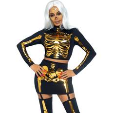Leg Avenue Golden Skeleton Crop Top and Skirt