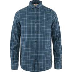 Blå - Herre Skjorter Fjällräven Övik Flannel Shirt - Indigo Blue/Flint Grey